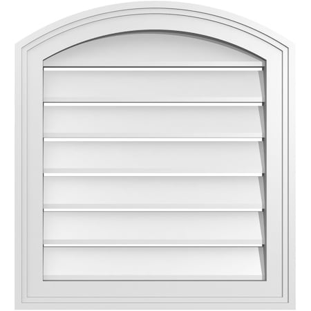 Ekena Millwork Arch Top Surface Mount PVC Gable Vent: Non-Functional, w/2"W x 1-1/2"P Brickmould Frame, 20"W x 20"H GVPAR20X2002SN